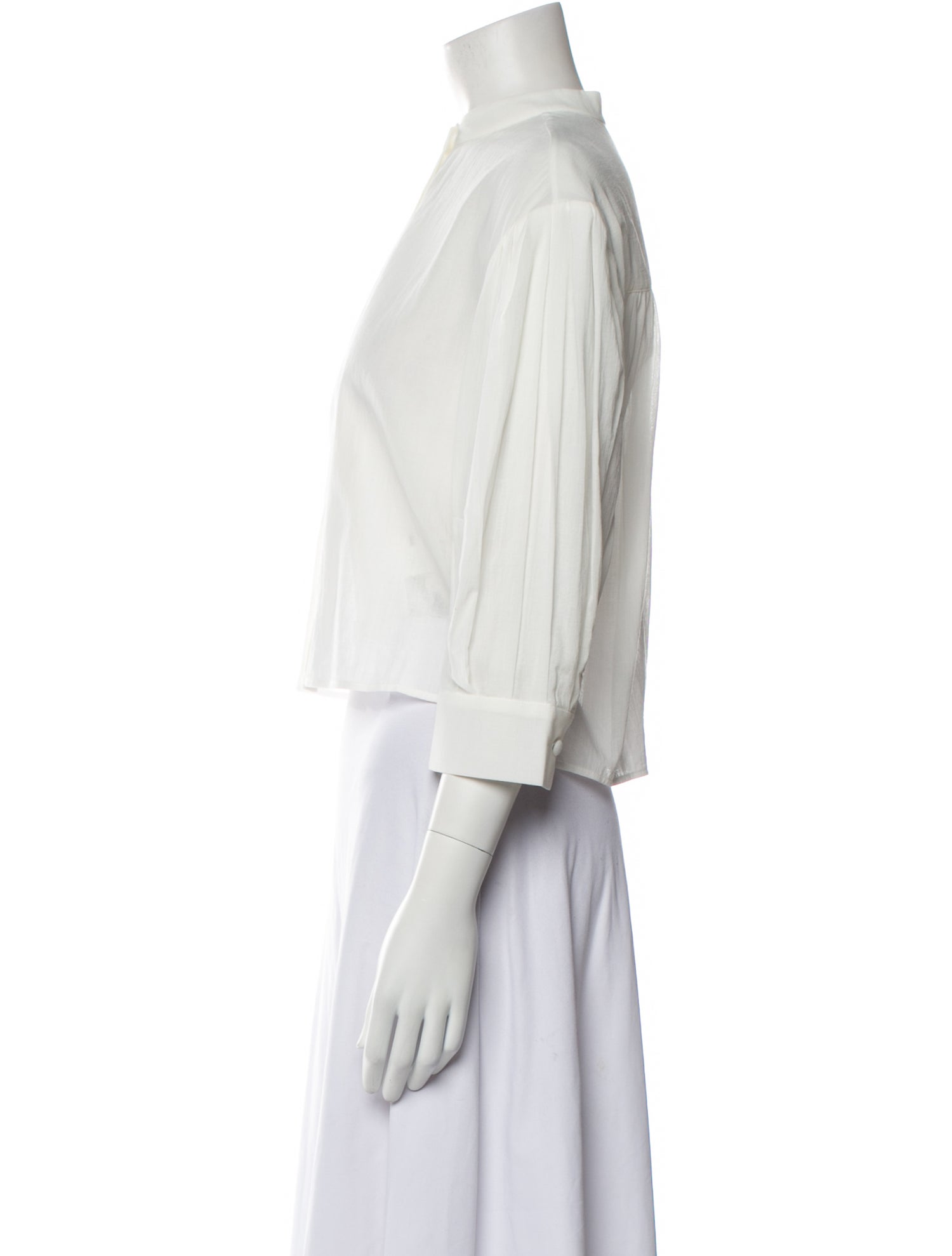 FRAME Mock Neck Three-Quarter Sleeve Crop Top
